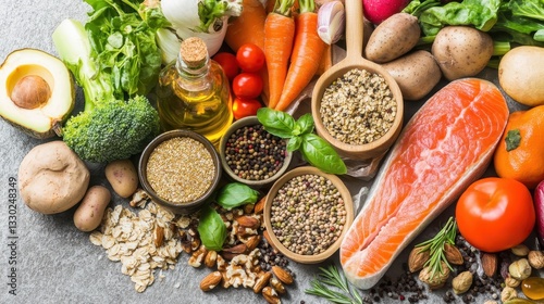 Wallpaper Mural Healthy Food Assortment: A Vibrant Collection of Nutritious Ingredients for a Balanced Diet Torontodigital.ca