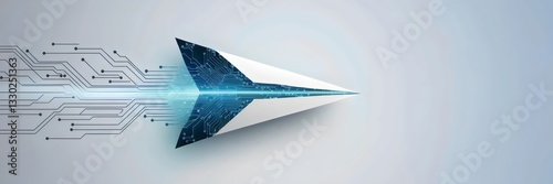 Cinematic transformation of a paper plane into a digital entity – Suitable for futuristic concepts, artificial intelligence, or business innovation.