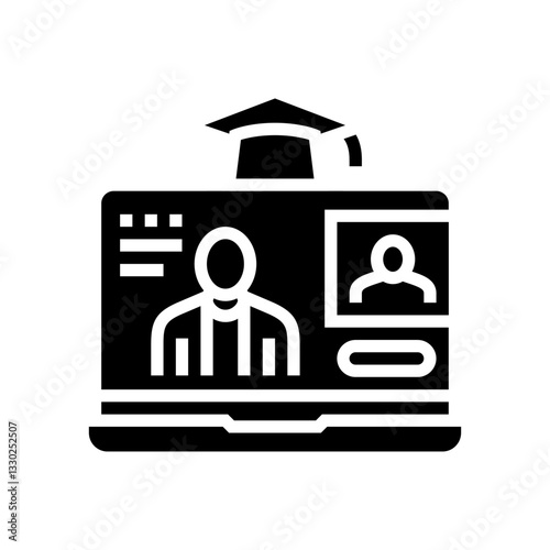 video lecture education platform glyph icon vector illustration