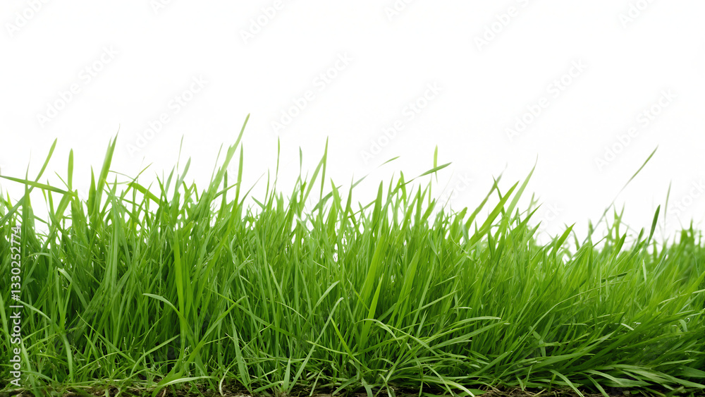 Fototapeta premium Green bermuda grass isolated on white background PNG. AI Generated 