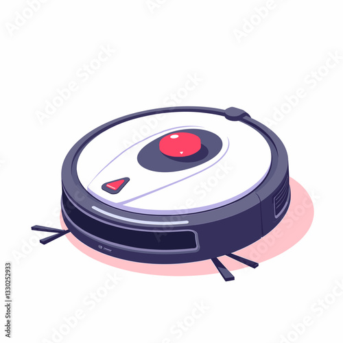 Robot vacuum cleaning on white background, modern convenience