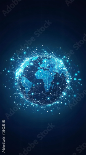 Global network and data exchange, planet Earth rotating, connecting global network transforming digital data flow