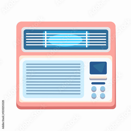 Stylish window air conditioner design in flat colors, summer comfort