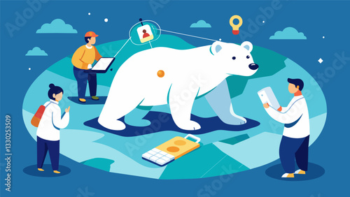 By analyzing the GPS data from a group of tagged polar bears scientists are able to identify areas of high human activity and work to mitigate potential humanwildlife conflicts.. Vector illustration