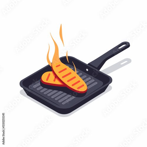 Grilling vegetables on electric grill pan, vibrant cooking concept