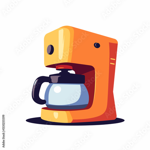 Colorful coffee maker illustration on white background, modern kitchen concept