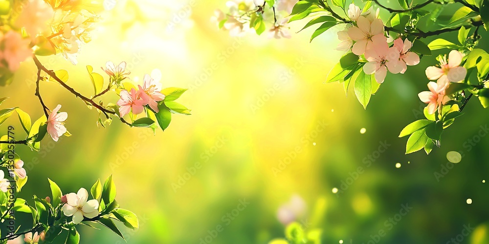 Spring Blossom Branch in Golden Sunlight Spring Blossom Branch in Golden Sunlight