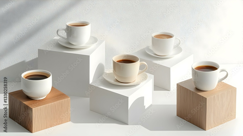 Various Cups of Coffee on Blocks Various Cups of Coffee on Blocks