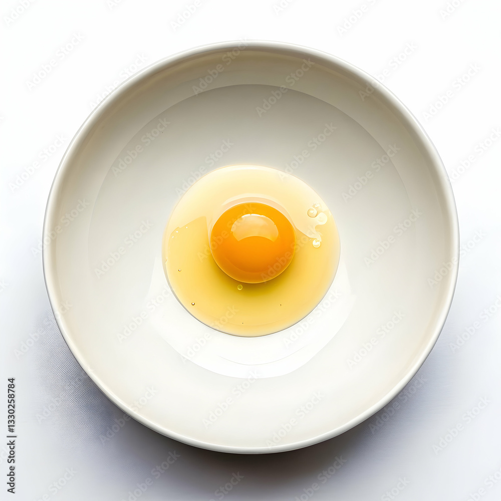 High quality sunny side up heart egg on white plate top view on white background