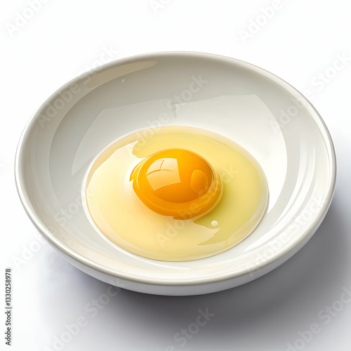High quality sunny side up heart egg on white plate top view on white background photo