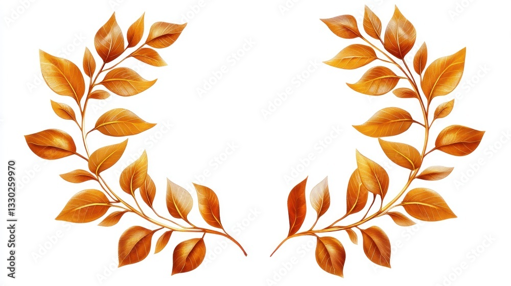 Autumnal wreath with shining bronze leaves encircling a blank space Autumnal wreath with shining bronze leaves encircling a blank space