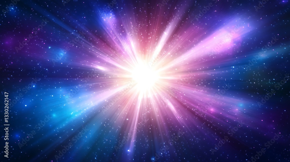 Fototapeta premium Cosmic explosion of light in a dark galaxy space