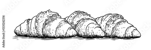 fresh croissants hand drawn doodle black vector sketch
