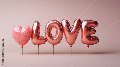 Love balloons arranged heart and letters