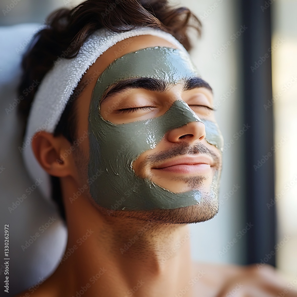 Fototapeta premium Relaxed man with facial mask.