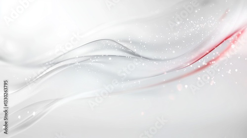 Wallpaper Mural Flowing silvery-white abstract wave with a touch of red and sparkling glitters Torontodigital.ca