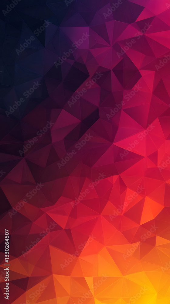 Geometric background with triangles creating a gradient from dark violet to orange, perfect for websites, presentations or graphic designs Geometric background with triangles creating a gradient from dark violet to orange, perfect for websites, presentations or graphic designs