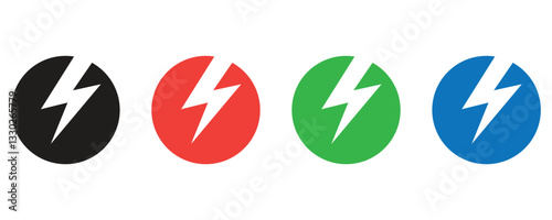 Lightning bolt icons vector, flash lightning bolt icons, flash thunder power icons, energy, electricity, power icon vector colorful set isolated on white background.
