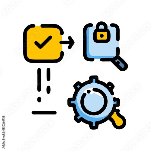 inspection line icon set