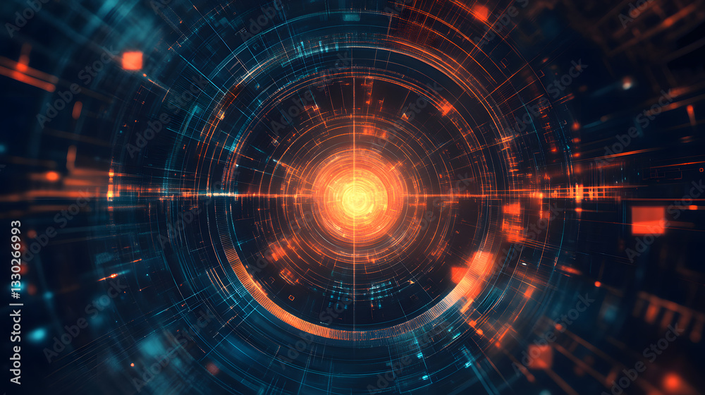 Fototapeta premium Abstract Digital Tunnel Futuristic Technology Background