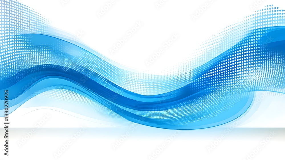 Obraz premium Abstract blue waves with halftone textures and gradients create flow