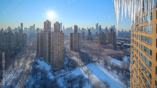 Winter cityscape, snow-covered buildings (2)