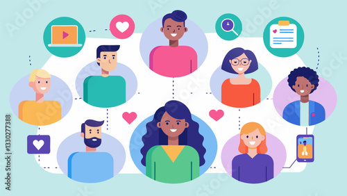 A technologydriven support group for individuals with chronic illnesses to connect with others who understand and offer guidance.. Vector illustration