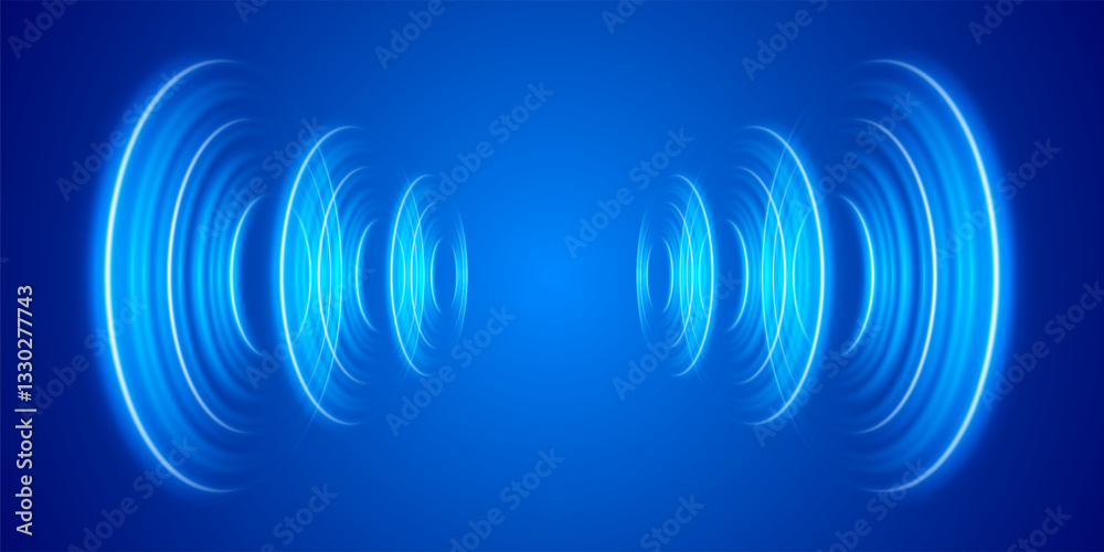 Sonar sound wave. Signal concentric circle. Round light effect. Radio station signal. Water ripple with circle waves. A place or a painful point.