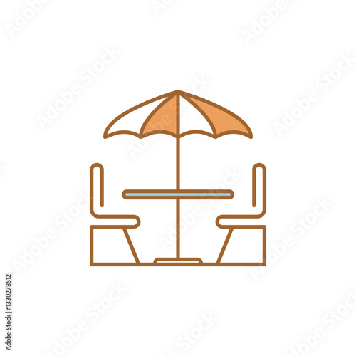 Table with Umbrella Icon for Beach and Poolside.