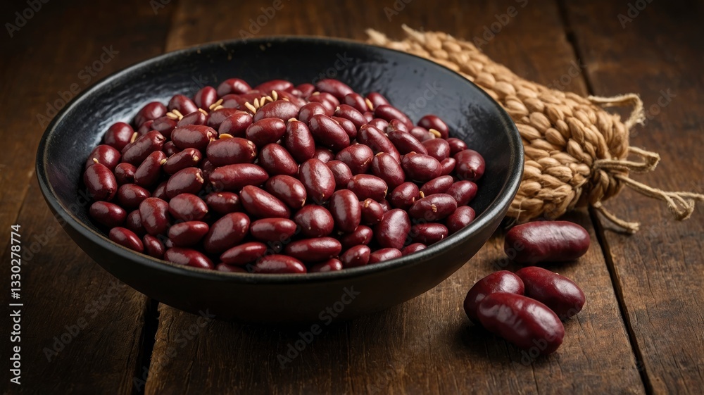Kidney Beans in Bowl on Wooden Surface Cooking Ingredient Still Life Kidney Beans in Bowl on Wooden Surface Cooking Ingredient Still Life