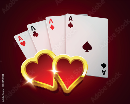 Cards fan with card suits icon. Vector clipart.