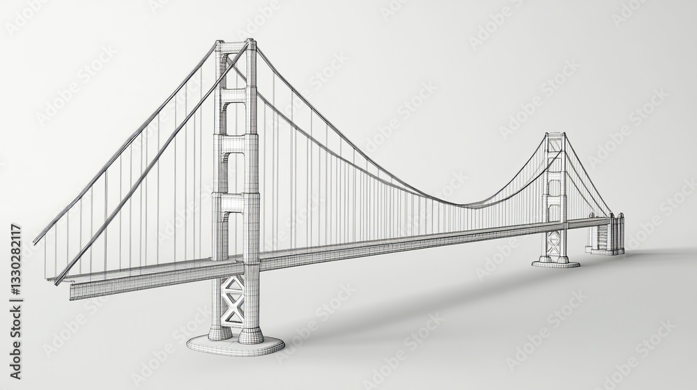 Obraz premium Golden Gate Bridge 3D Outline Icon