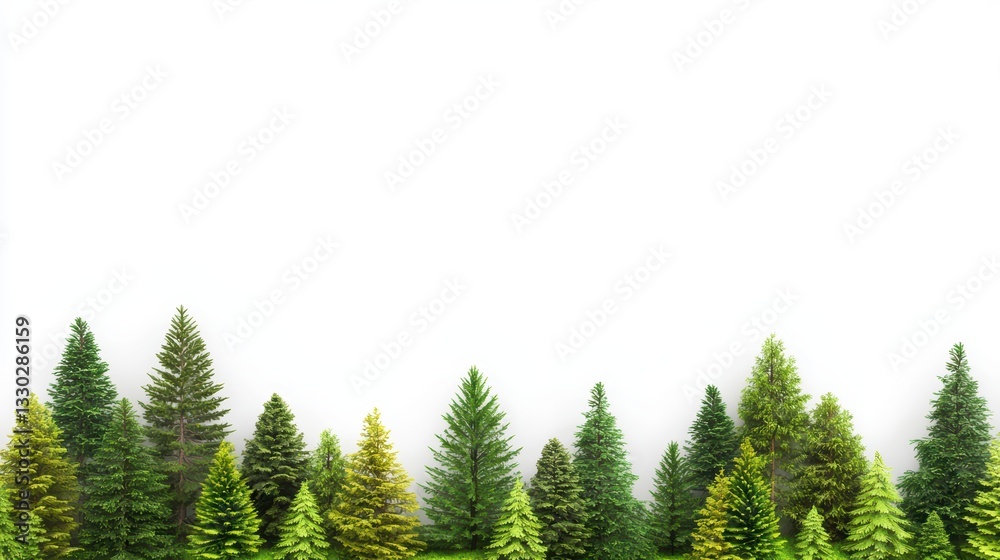 Obraz premium Lush Green Forest Elements Collection Featuring Various Tree Types and Natural Textures