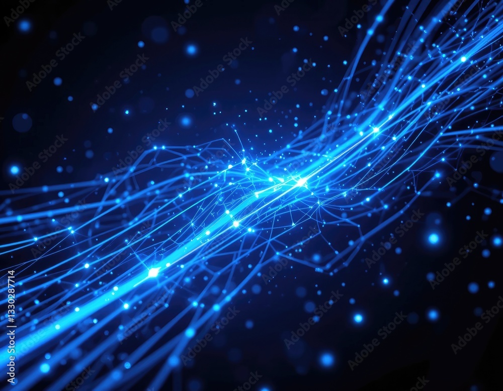 Fototapeta premium Abstract Blue Light Network Data Stream Futuristic Technology Background