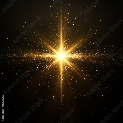 abstract star background Golden Starburst on Dark Background
