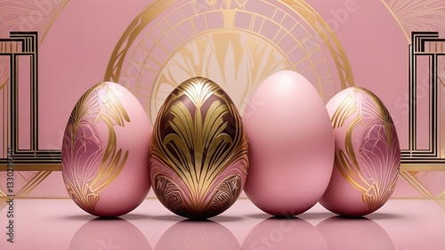 Postcard with pink decorative gift eggs.