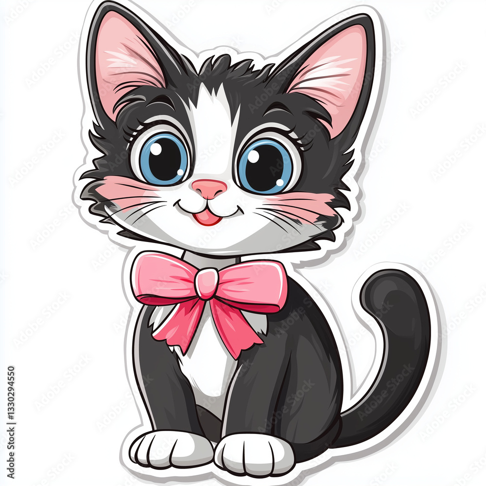 Fototapeta premium black cat with bow