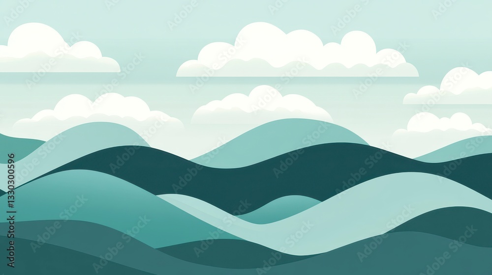 Serene Rolling Hills Landscape Under a Cloudy Sky Serene Rolling Hills Landscape Under a Cloudy Sky