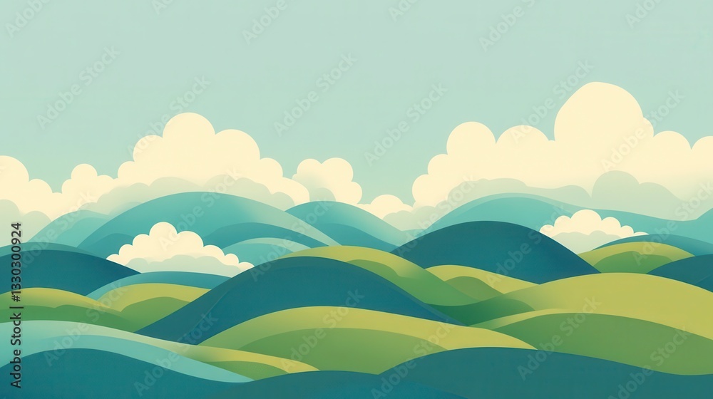 Serene Rolling Hills Landscape Summer Day in the Mountains Serene Rolling Hills Landscape Summer Day in the Mountains