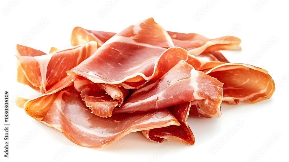 parma ham jamon isolated on white background