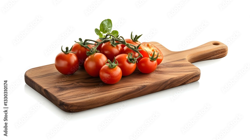 tomatoes on a cutting board isolated on a white tomatoes on a cutting board isolated on a white