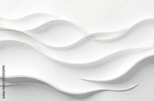 Wallpaper Mural White paper topography relief. Abstract paper cut background. Realistic papercut decoration textured with wavy layers. Carving art Torontodigital.ca