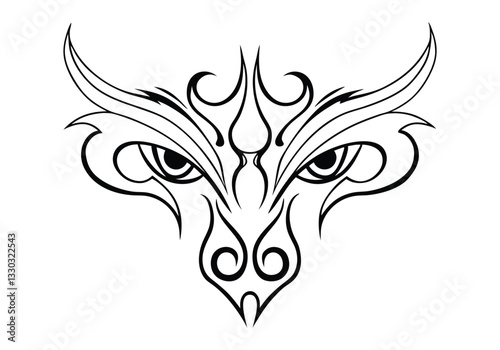Wallpaper Mural Tribal Wolf Head Tattoo Design – Black and White Vector Illustration with Bold Patterns Torontodigital.ca