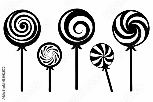 lollipop set line art silhouette vector illustration