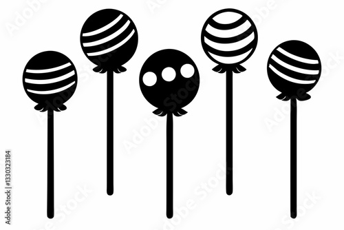 lollipop set line art silhouette vector illustration