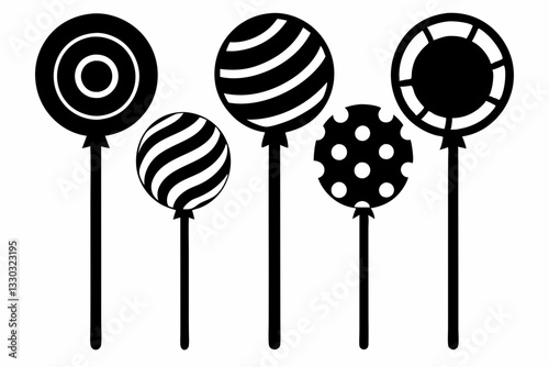 lollipop set line art silhouette vector illustration