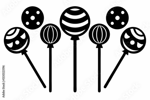 lollipop set line art silhouette vector illustration