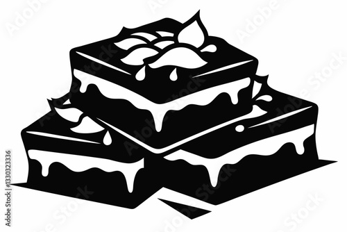 brownies line art silhouette vector illustration