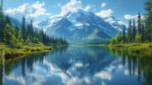 Serene Mountain Lake Landscape Reflection