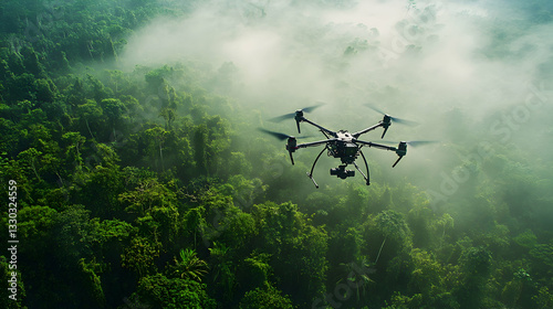 Aerial drone dispersing seeds for reforestation initiatives